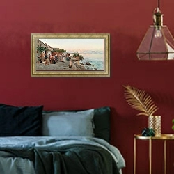 «Музыкальное развлечение на неаполитанской террасе» в интерьере спальни с акцентной стеной