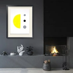 «Lunar phases №1» в интерьере гостиной в стиле минимализм с камином