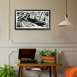 «Мыс» в интерьере комнаты в стиле ретро с проигрывателем виниловых пластинок