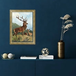 «Доминирующий Олень» в интерьере в классическом стиле в синих тонах