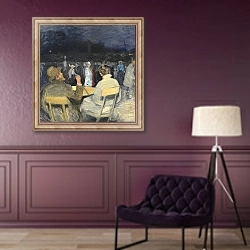 «Aftenstemning i en park i Paris. I forgrunden sidder et par og betragter menneskemylderet foran sig» в интерьере в классическом стиле в фиолетовых тонах