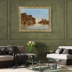 «Venedig Mit Santa Maria Della Salute» в интерьере гостиной в оливковых тонах