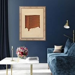 «Butternut Wood Chest of Drawers» в интерьере в классическом стиле в синих тонах