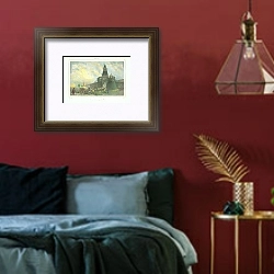 «Moscou. Murs de la vieille Ville» в интерьере кабинета в черном цвете