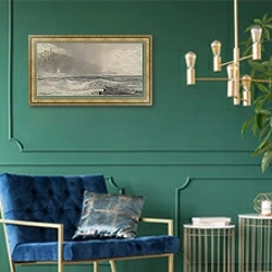 «Sea and Cliffs» в интерьере в классическом стиле с зеленой стеной