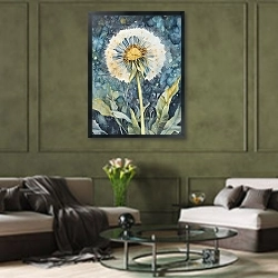 «Silver threads in the night» в интерьере гостиной в оливковых тонах