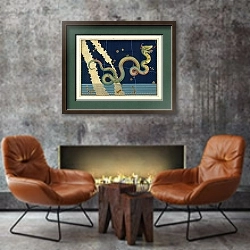 «Serpens» в интерьере в стиле лофт с бетонной стеной над камином