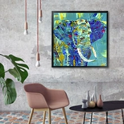 «Пёстрый слон» в интерьере в стиле лофт с бетонной стеной