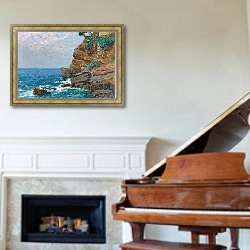 «On The Sestri Levante Coast» в интерьере классической гостиной над камином