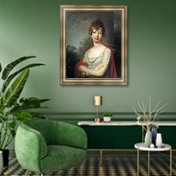 «Портрет великой княжны Марии Павловны» в интерьере гостиной в зеленых тонах