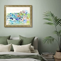 «La course à Epsom» в интерьере современной спальни в зеленых тонах