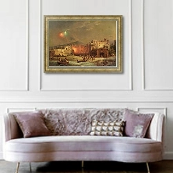 «Фестиваль Санта-Лючия в Амальфи» в интерьере гостиной в классическом стиле над диваном