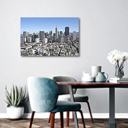 «Сан-Франциско: Город горизонтов и уютных улиц» в интерьере современной кухни над обеденным столом