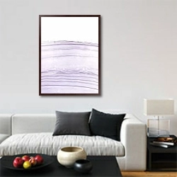 «Абстракция «Лаванда» 5» в интерьере гостиной в стиле минимализм в светлых тонах