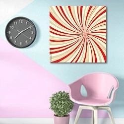 «Полосатый поп-арт фон» в интерьере комнаты в стиле поп-арт в розово-голубых цветах