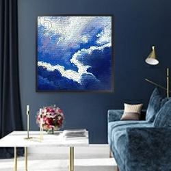 «Cloud miniature VII, 2016,» в интерьере в классическом стиле в синих тонах