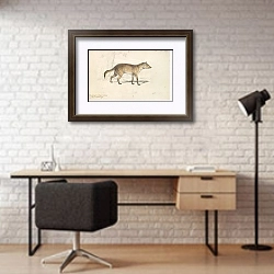 «Лисица-крабодаго Агуара» в интерьере современного кабинета с кирпичными стенами