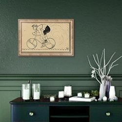 «Paris-Roubaix la résurrection de Faber» в интерьере прихожей в зеленых тонах над комодом