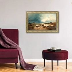 «Ворсистый заряд» в интерьере гостиной в бордовых тонах