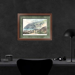 «View of a Lake» в интерьере кабинета в черных цветах над столом