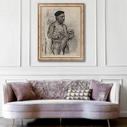 «Man with Paintpot» в интерьере гостиной в классическом стиле над диваном