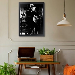 «Хепберн Одри 7» в интерьере комнаты в стиле ретро с проигрывателем виниловых пластинок