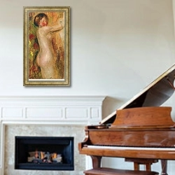 «Nude with raised arm» в интерьере классической гостиной над камином
