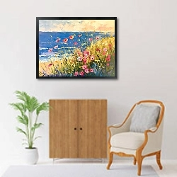 «Poppy fields meet the ocean’s edge» в интерьере в классическом стиле над комодом