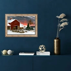 «Barnyard In Winter» в интерьере в классическом стиле в синих тонах