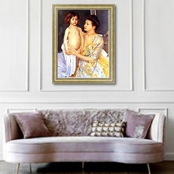 «Jules Being Dried by His Mother» в интерьере гостиной в классическом стиле над диваном