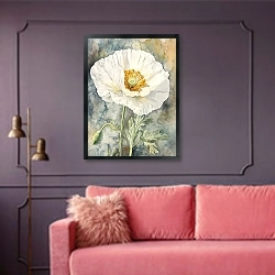 «White fairytale of the meadow» в интерьере гостиной с розовым диваном