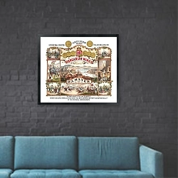 «Венгерские вина, импортированные компанией D.A. Mayer» в интерьере в стиле лофт с черной кирпичной стеной