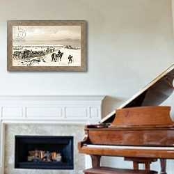 «The camp of the 1st Division, the Heights of Inkermann in the distance» в интерьере классической гостиной над камином