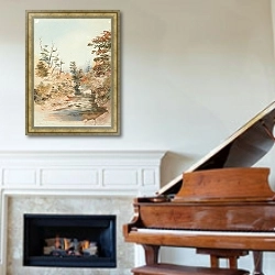 «Река Мангароа, долина Аппер-Хатт» в интерьере классической гостиной над камином