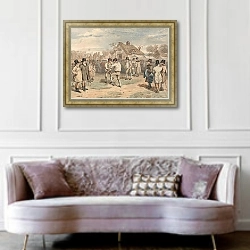 «Борьба» в интерьере гостиной в классическом стиле над диваном