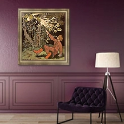 «Иван-царевич и Жар-птица» в интерьере гостиной в оливковых тонах