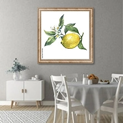 «Сочный лимон на ветке с цветами» в интерьере современной столовой