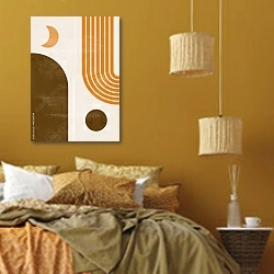 «Утомленное солнце 44» в интерьере спальни  в этническом стиле в желтых тонах