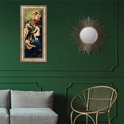 «The Medici Cycle: The Three Fates Foretelling the Future of Marie de Medici 1621-25» в интерьере классической гостиной с зеленой стеной над диваном