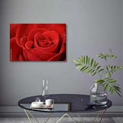 «Красная роза макро» в интерьере современной гостиной в серых тонах