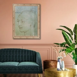 «Head of a Young Woman» в интерьере классической гостиной над диваном