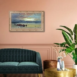 «Shore Scene, Sunset» в интерьере классической гостиной над диваном