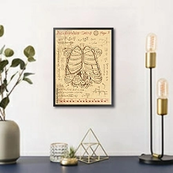 «Дневник Франкенштейна: анатомия механической грудной клетки» в интерьере в стиле ретро над столом