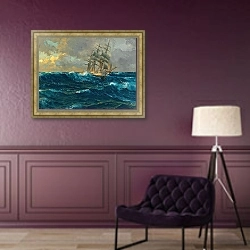 «Dreimaster auf hoher See» в интерьере в классическом стиле в фиолетовых тонах