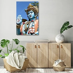 «Статуя Шивы в Бали, Индонезия» в интерьере современной комнаты над комодом