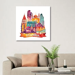 «Стамбул» в интерьере современной светлой гостиной над диваном