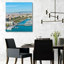 «Испания. Барселона. Марина 2» в интерьере современной столовой с черными креслами