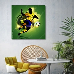 «Футболист 5» в интерьере современной гостиной с желтым креслом