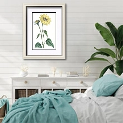 «Trumpet-stalked Sun-flower» в интерьере спальни в стиле прованс с голубыми деталями