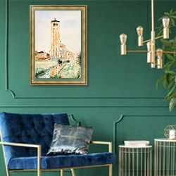 «The Tower, Cathedral of Torcello» в интерьере в классическом стиле с зеленой стеной